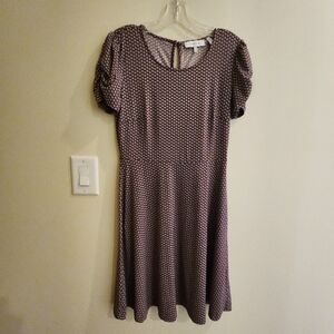 Patterned Red Office Dress